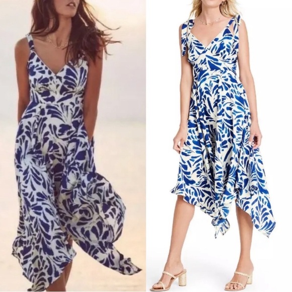 Alexis x Target Botanical Blue Satin Dress - Size 1X - Picture 7 of 9